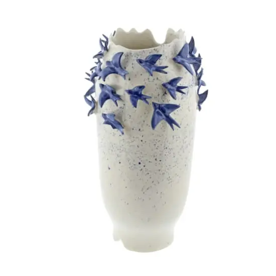 White Ceramic Coastal Vase, 18" x 11" x 11" {5}