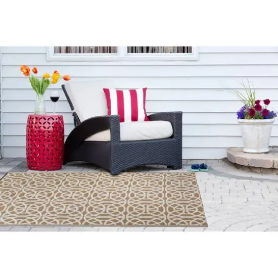 DII&reg; Taupe Infinity Circle Outdoor Rug, 4ft. x 6ft. {5}