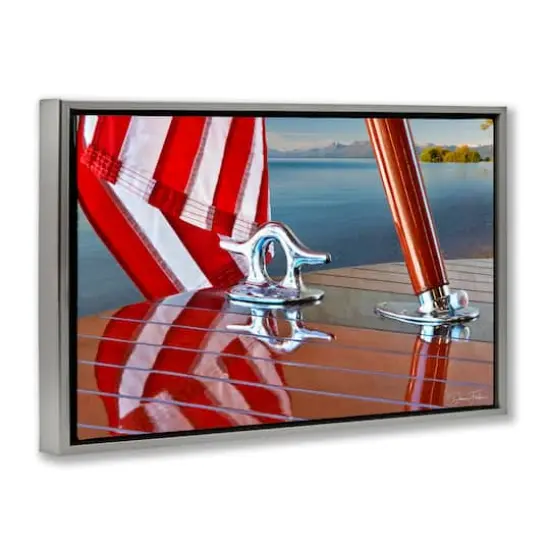 Stupell Industries Flag On Boat Hull Floater Framed Art Gray {4}
