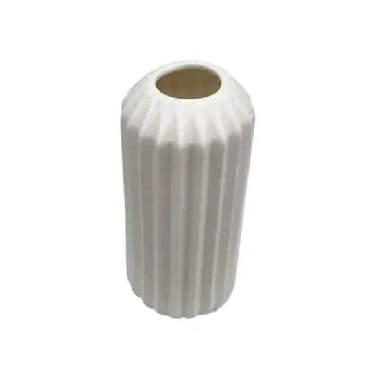 9" White Geometric Ceramic Vase by Ashland&reg; {4}
