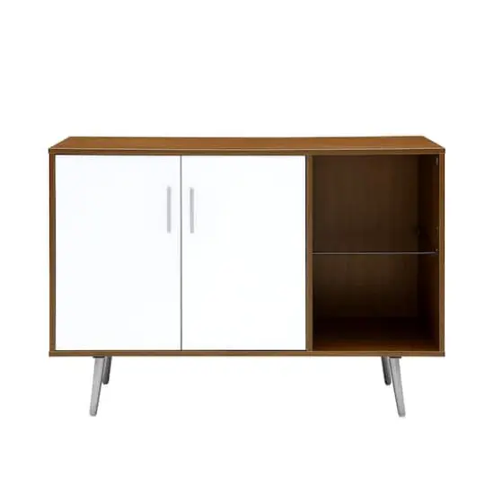 Walker Edison 44" Acorn & White Mid Century Modern Buffet {4}