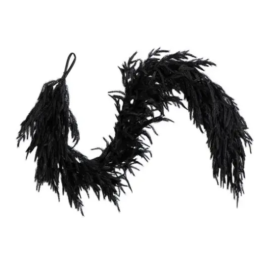 6ft. Artificial Real Touch Halloween Black Norfolk Island Pine Garland with Natural Look {1}