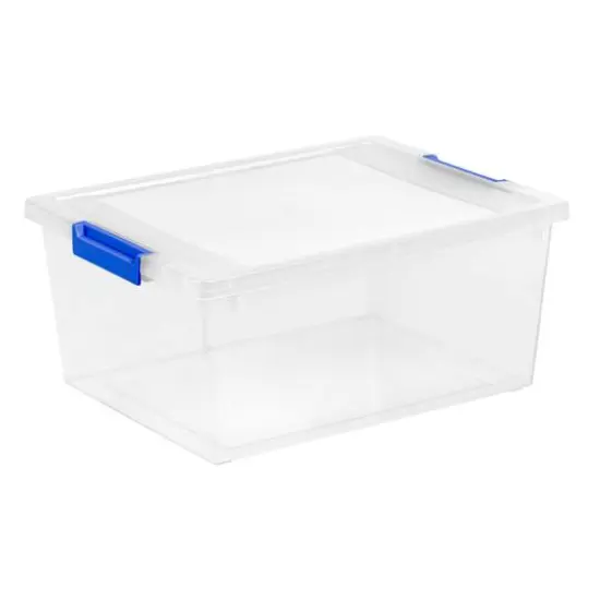 IRIS&reg; 12qt. Clear Deep Storage Boxes with Lids & Blue Latches, 4ct. {10}