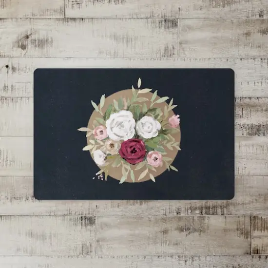 18" x 27" Florals on Navy Floor Mat {3}