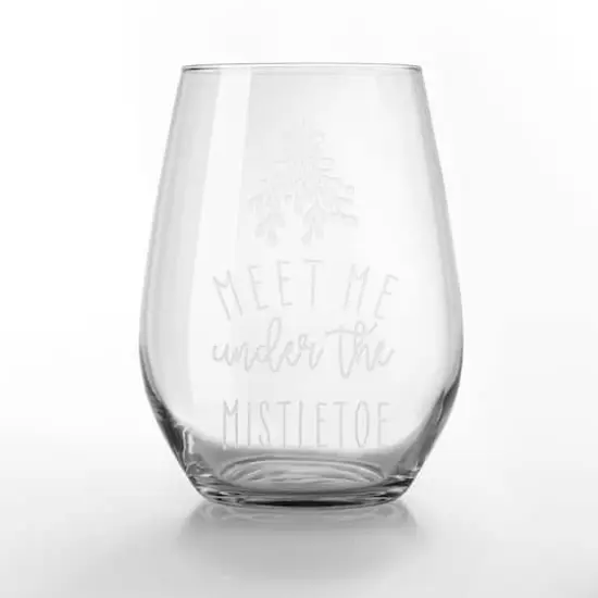 15oz. Meet Me Under the Mistletoe Stemless Wine Glass {1}