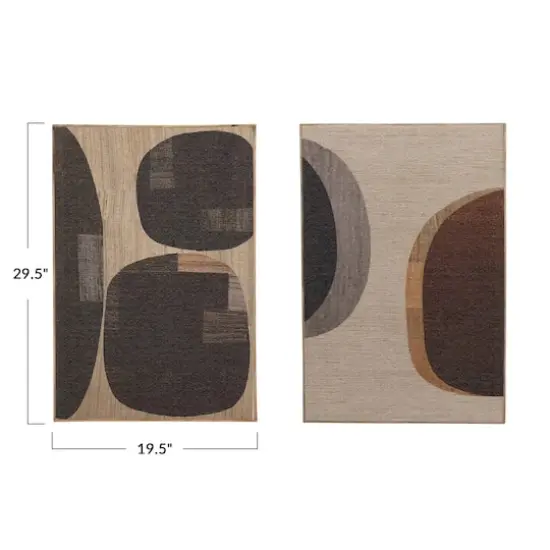 Hello Honey® Black and Beige Mango Wood Framed Fabric Wall Décor with Abstract Print Set {1}