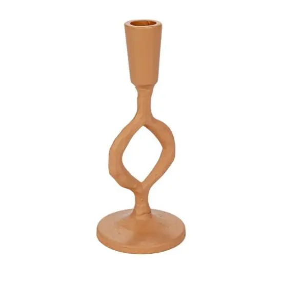 Hello Honey&reg; 7.5" Small Tan Decorative Cast Metal Taper Candle Holder {1}