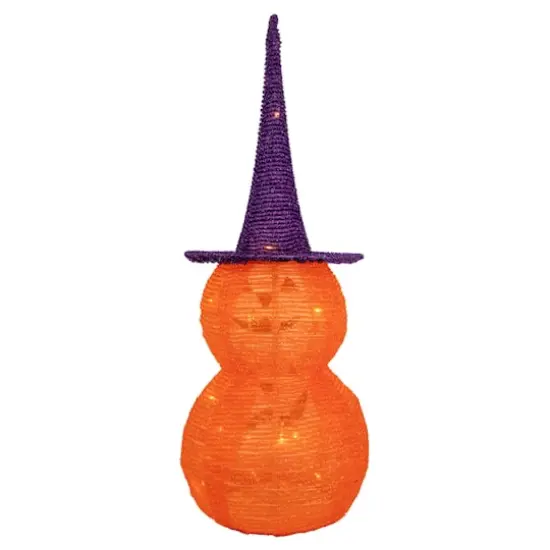 30" Pop Up Lighted Tinsel Stacked Jack-O-Lanterns Halloween Decoration {5}