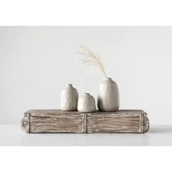 Hello Honey® Light Gray Terracotta Vases with Pitted Sand Finishes Set {4}