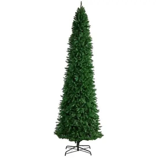 12ft. Pre-Lit Slim Green Mountain Pine Artificial Christmas Tree, Clear LED Lights {4}