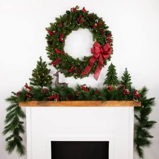 3ft. Pre-Lit Canadian Pine Artificial Christmas Wreath {5}