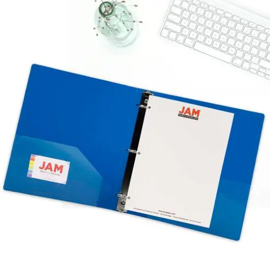 JAM Paper 1.5" Glass Twill Plastic 3-Ring Binder Blue {7}