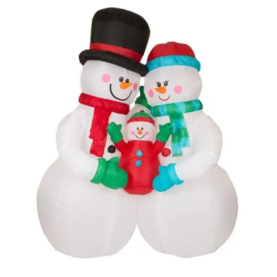 8ft. Glitzhome&reg; Inflatable Snowman Family with Lights {4}