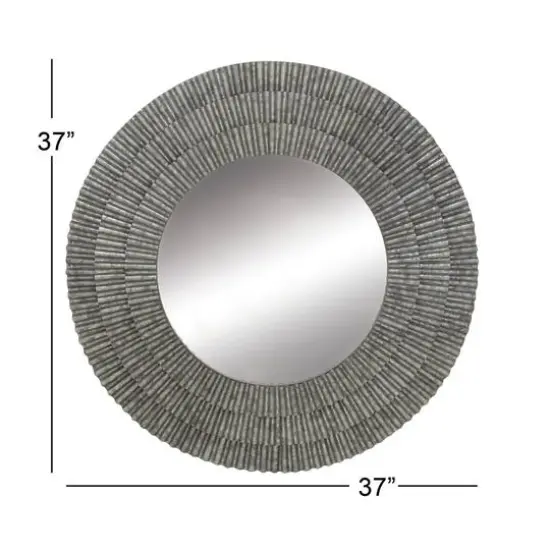 37'' Gray Farmhouse Metal Wall Mirror {6}