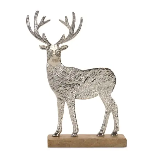 Metal Deer Silhouette with Wood Base Set {4}