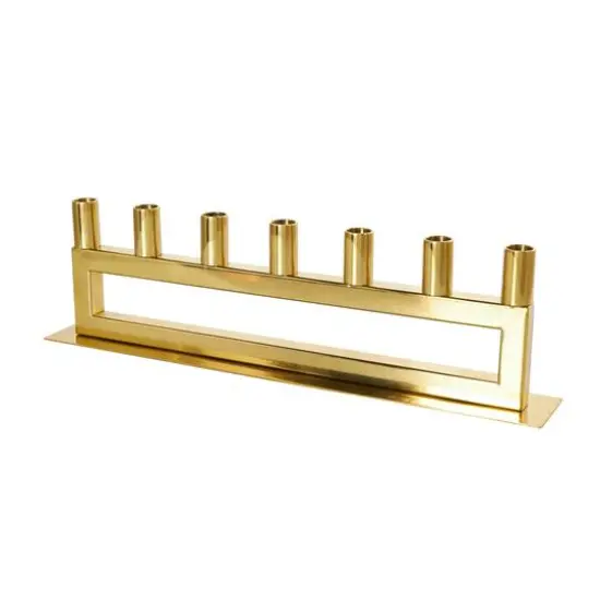 22" Gold Stainless Steel 7 Taper Candle Candelabra with Rectangular Frame {8}
