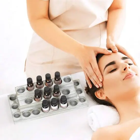 NEX&trade; Whitewash Essential Oils Storage Rack for 5, 10, 15, and 20mL Bottles {6}