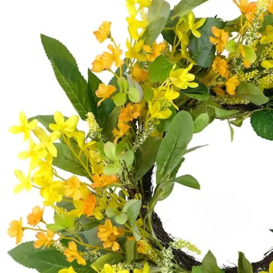24" Yellow Spring Winter Jasmine Floral Wreath {4}