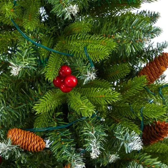 4.5ft. Pre-Lit Snow Tipped Portland Spruce Artificial Christmas Tree in White Metal Planter, Clear LED Lights  {6}