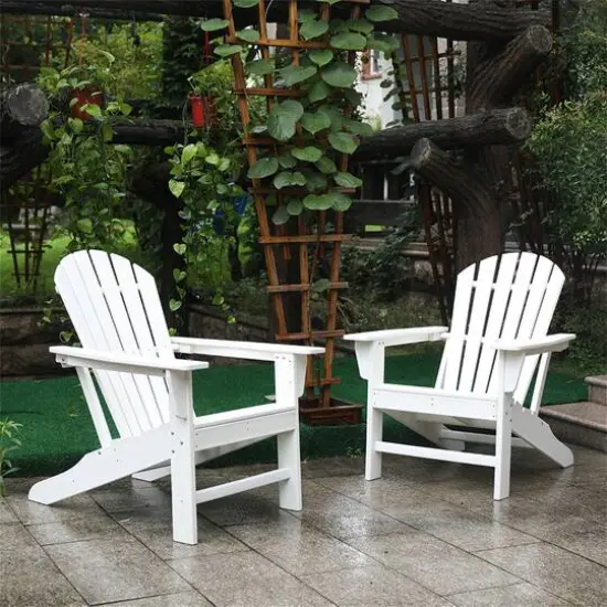 White All Weather Recycled Plastic Outdoor Adirondack Chair {4}
