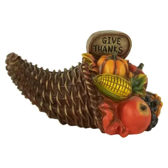 8.5" Fall Harvest "Give Thanks" Cornucopia Decoration {1}