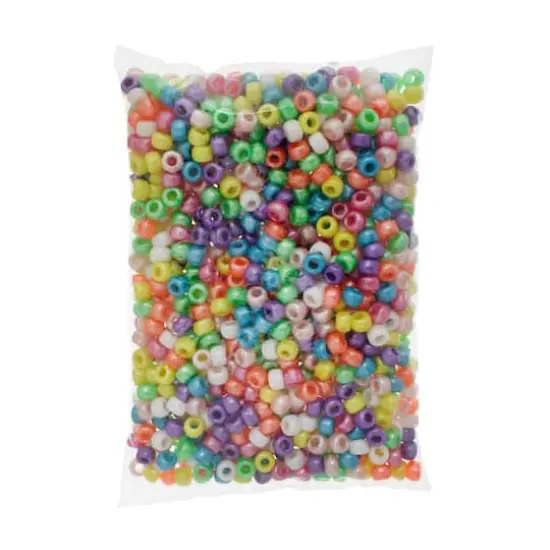 John Bead 9mm Plastic Pony Beads, 1,000ct. Assorted Pearl {6}