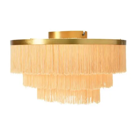 Hello Honey&reg; 13.75" Round Flush Mount Fringe Light Fixture Cream {6}