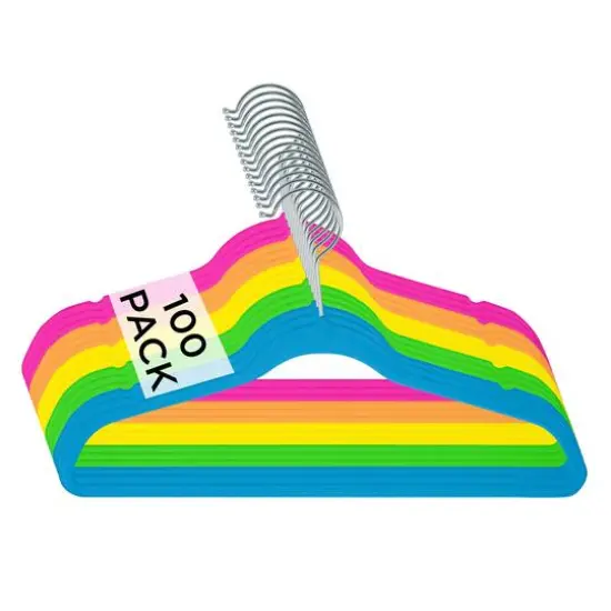 Simplify Multicolor Neon 13.75" Kids Velvet Hangers Pack {1}