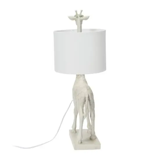 Hello Honey&reg; 28" White Resin Giraffe Table Lamp with Linen Shade {8}