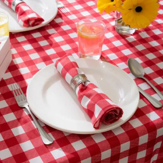 Red Check Outdoor Tablecloth 60" x 120" {4}