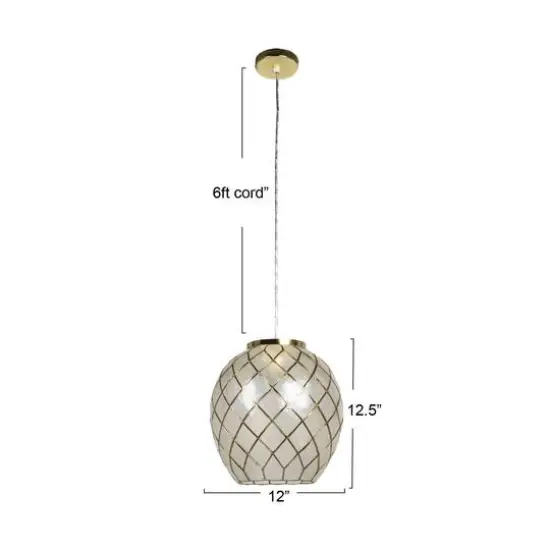 Hello Honey&reg; Marina Natural Capiz & Gold Metal Orb Pendant Ceiling Light {5}