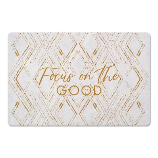 Focus on the Good Geo Diamond Floor Mat White and Gold {1}