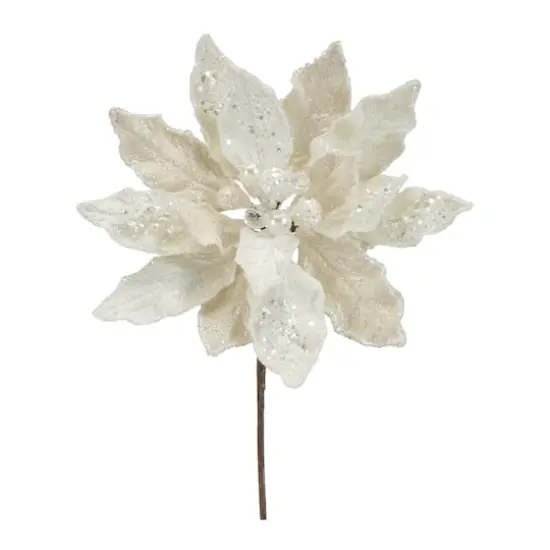 30" White Poinsettia Stem, 6ct. {1}