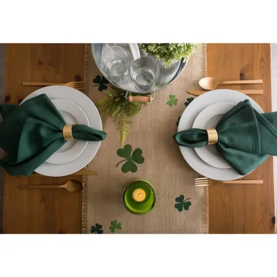 DII&reg; 74" Shamrock Printed Jute Table Runner {3}