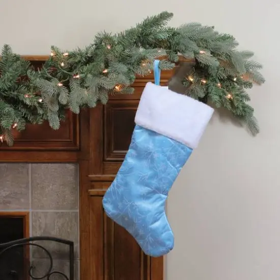 20.5" Glitter Snowflake Christmas Stocking, Blue {8}