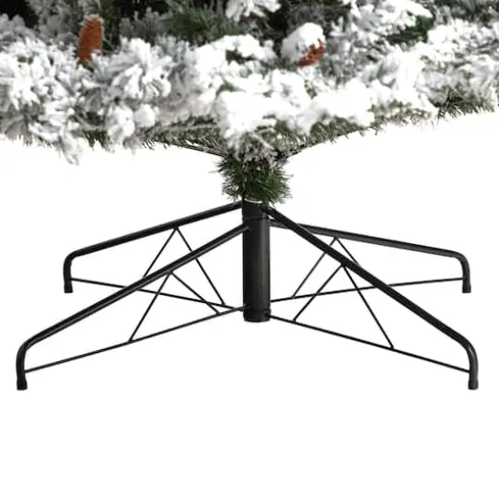 9ft. Pre-Lit Flocked White River Mountain Pine Artificial Christmas Tree, Clear LED Lights {8}