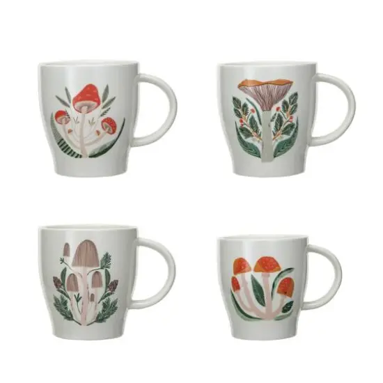 Hello Honey&reg; 14oz. Multicolor Mushrooms Stoneware Mugs, 4ct. {1}