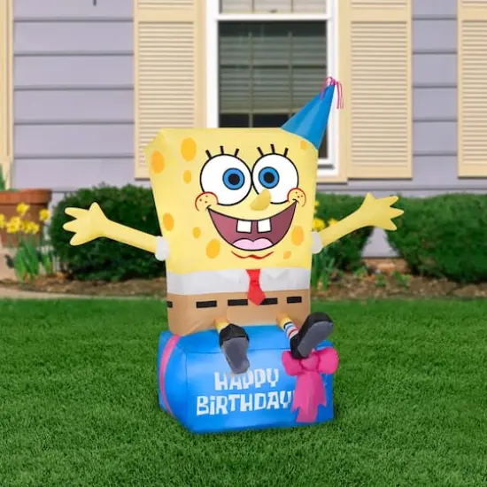 3.5ft. Airblown&reg; Inflatable Spongebob on Birthday Present {3}