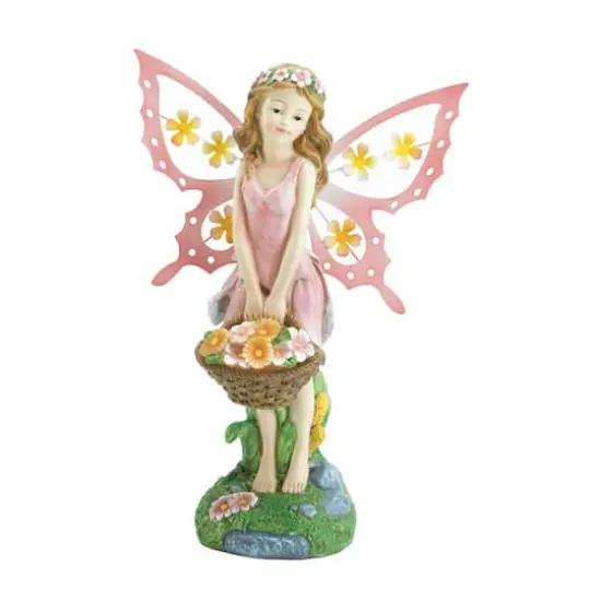 11" Pink Fairy Solar Garden Statue {1}