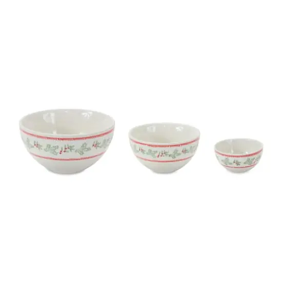 Mistletoe & Pine Holiday Stoneware Bowl Set, 3.5", 5" & 6.75" {1}