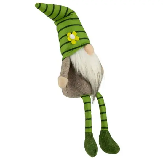 16" Green Striped Gnome with Dangling Legs {4}