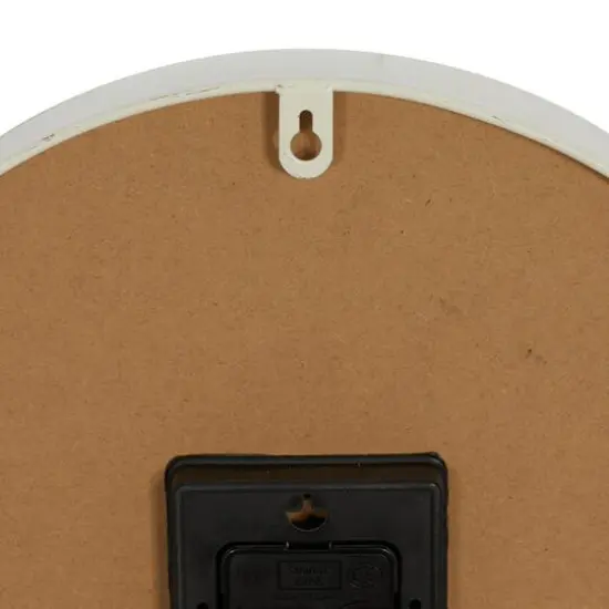 White Metal Farmhouse Wall Clock, 14" x 14" x 3" {6}