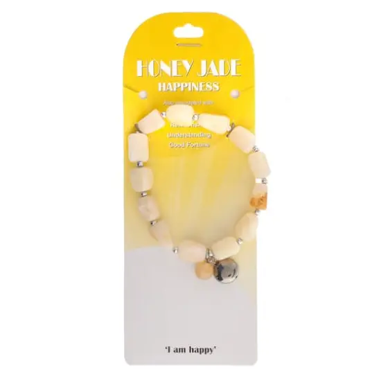 John Bead Honey Jade Happiness Gemstone Charm Bracelet {1}