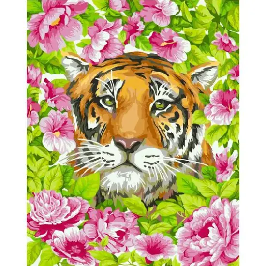 Crafting Spark Tiger with Flowers Painting by Numbers Kit {1}