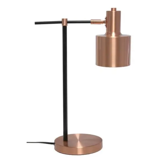 Lalia Home Mid Century Modern Metal Table Lamp Rose Gold {11}