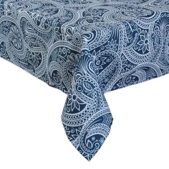 Blue Paisley Print Outdoor Tablecloth 60" x 84" {4}
