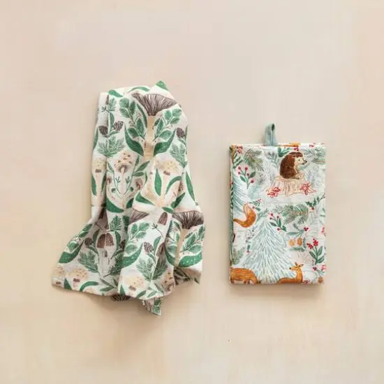 Hello Honey&reg; Woodland Flora & Fauna Cotton Tea Towel Set {3}