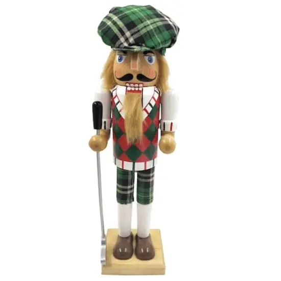 Santa's Workshop 14" Green Plaid Golfer Nutcracker {1}