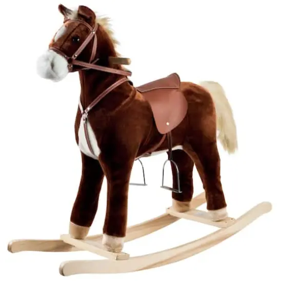 Toy Time Brown Plush Rocking Horse with Saddle {1}