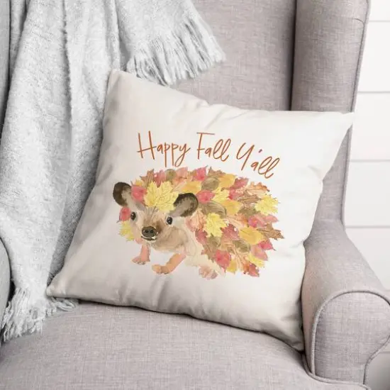 Happy Fall Hedgehog Throw Pillow {3}
